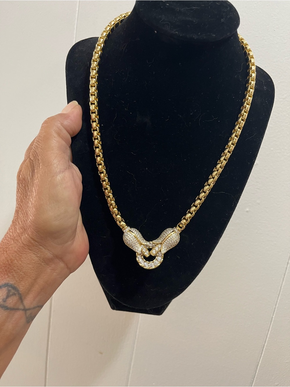 Gold-Tone Pave Knot Link Necklace - Women Jewelry